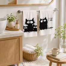 2/4/6pcs Cat Pattern Printed Kitchen Towels, Super Absorbent Microfiber Soft Tea Towels, Dish Cloths, Cleaning Towels, Hand Towels, Suitable For Cooking, Baking, Wiping, Cleaning And Kitchen Decoration, Kitchen Accessories, Daily Essentials - Multicolor - View 4