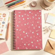 1pc Spiral Bound Notebook, Cute Heart & Leaf Floral Pattern Journal, Hardcover Writing Notepad For Women Girls, Daily Note‑Taking Work Organizer, Back‑To‑School, Christmas, Valentine's Day Birthday Gift - A - View 5