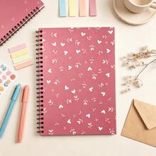 1pc Spiral Bound Notebook, Cute Heart & Leaf Floral Pattern Journal, Hardcover Writing Notepad For Women Girls, Daily Note‑Taking Work Organizer, Back‑To‑School, Christmas, Valentine's Day Birthday Gift - A - View 4