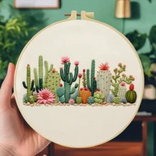 1PC 20*20cm/7.9*7.9in,Various Types Of Plants Embroidery Kit, DIY Handmade Embroidery Set For Adult Beginners, Home Gift, Women's Sewing Gift, Including User Manual, Printed Pattern Fabric, Embroidery Frame, Needle And Thread. - Various Types Of Plants - View 17