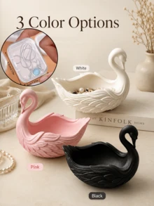 Swan Shaped Storage Tray, Suitable For Entryway Keys, Desk Decor Or Jewelry Storage (Rings, Earrings, Necklaces), Perfect For Vanity Accessory Storage Or Fashionable Bathroom Countertop Decor, Suitable For Living Room, Bedroom And Office - Multicolor - View 11