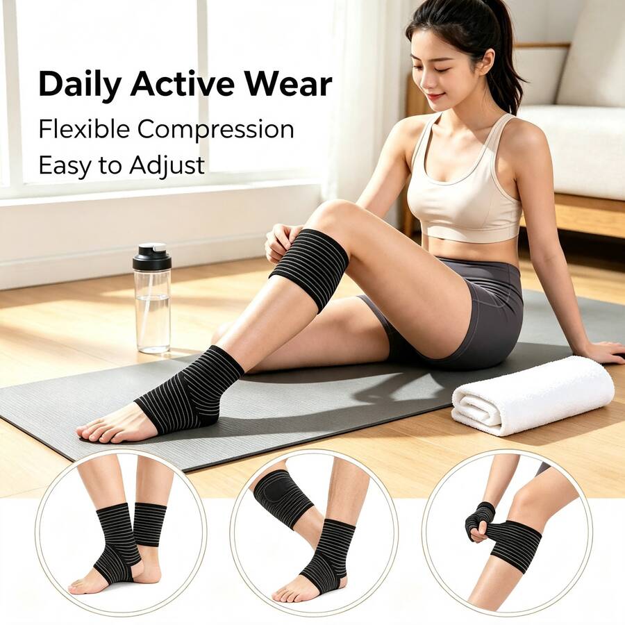 1pc Elastic Compression Support Sleeve, Suitable For Sports, Running, Fitness Strength Training, Elbow, Knee, Wrist, Calf, Leg Pressure Sleeve, Size 40~180cm - Black - View 1