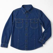 Camisa Jeans Infantil/Juvenil Masculina Manga Longa Estilosa 10 ao 16 - Azul Premium - Visão 6