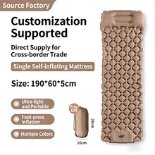1pc Double/Single Inflatable Outdoor Camping Sleeping Pad, Built-In Pillow And Air Pump, Ultra-Lightweight Portable Waterproof Inflatable Sleeping Pad, Built-In Air Pump Outdoor Camping Sleeping Pad - Multicolor - View 10