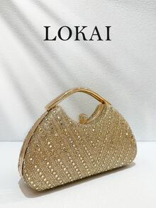 1 Peça Bolsa de Noite de Luxo Feminina com Diamante Dourado, Bolsa de Mão Totalmente com Strass de Alta Densidade, Adequada para Casamentos, Festas, Bailes de Formatura, Eventos de Alto Padrão e Mais - Multicolorido - Visão 1