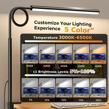 LED Desk Lamp With Clamp - Flexible Gooseneck - 5 Lighting Modes, 11 Brightness Levels, Timer & Memory, Eye-Comfort Study/Nail Light - Black/White - Black - View 3