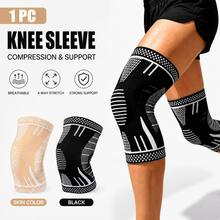 1pc Knee Support Sleeve, Unisex Compression Knee Pad, Breathable Elastic Sports Knee Guard, Anti-Slip Sleeve, Suitable For Running, Gym, Fitness Workout - Multicolor - View 1