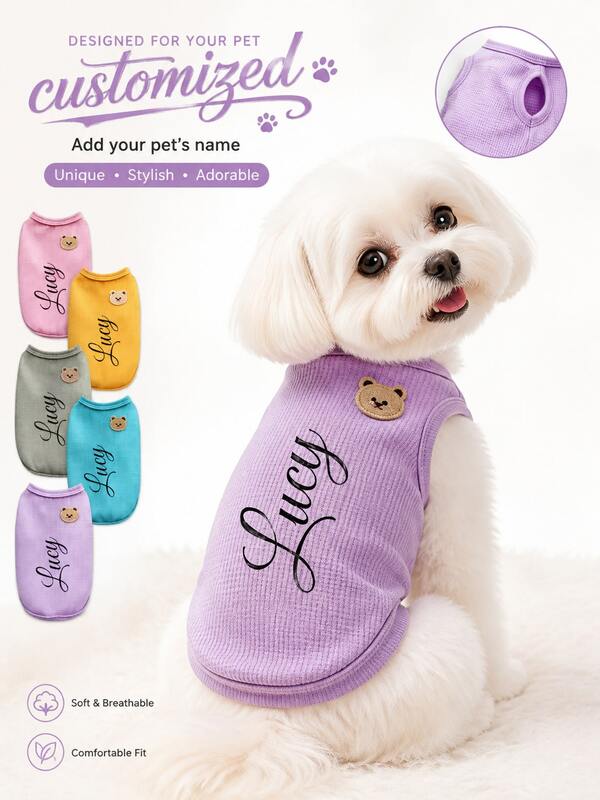 Ropa personalizada para gatos y perros, chaleco de punto de gofre personalizado para mascotas, adecuado para perros pequeños y medianos en primavera y otoño, regalo ideal de Navidad y Año Nuevo para mascotas, de moda, lindo, colorido, único, decoración del hogar personalizada, regalo ideal para él, ella, familia, amigos, amantes de las mascotas, adecuado para aniversarios, cumpleaños y otras ocasiones
