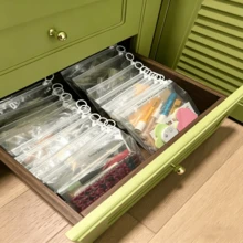 10入磨砂透明拉鍊收納袋附拉片，大容量衣物與化妝品收納袋，旅行必備收納袋，適用於學校用品、浴室用品、廚房收納、居家生活 - 查看 7