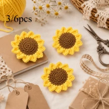 2/4pcs Handmade Crochet Sunflower Decorative Pendant, Yellow Flower With Brown Center, Suitable For DIY Crafts, Keychains, Decorative Flowers, Exquisite Craftsmanship, Holiday/Graduation Gift - Yellow - View 3
