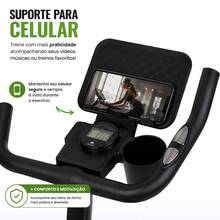 Bicicleta Ergométrica Spinning Fitness Ajustável até 150kg com Rodinhas e Painel Digital Inércia 13kg - Preto - Visão 8