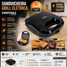 Sanduicheira Grill Elétrica 2 Em 1 Antiaderente Prensa Dupla 750W 127V - Preto - Visão 2