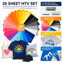 20 Colors 12*10 Inch Bohemian Style Printed Heat Transfer Vinyl Sheet Set, Easy To Cut And Peel Heat Transfer Film, Suitable For T-Shirts, Clothing, Bags And Personalized DIY Apparel Making - Multicolor - View 5