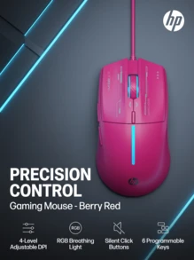 HP M100 Wired Gaming Mouse, Quiet Office & Gaming, RGB Breathing Light Effect, 4-Level Adjustable DPI, Ergonomic Matte Finish, Compatible With Desktop & Laptop USB - View 3