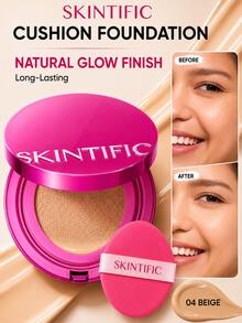 SKINTIFIC Cover Glow Perfect 氣墊粉底液－自然光澤妝感、中至高遮瑕、保濕胜肽複合物、輕盈配方，適合乾性與混合性肌膚 - 04 BEIGE - 查看 3