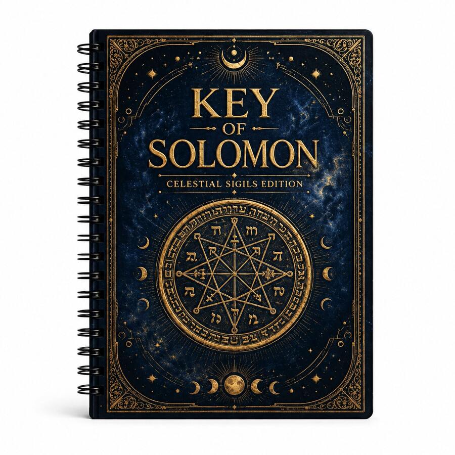 Deep Blue Starry Sky Background With Gold Foil Vintage Runes And Star & Moon Patterns, Dark Mysterious Vintage Cover, Spiral Binding For Smooth Page Turning, Suitable For Journaling And Note-Taking, Niche Gothic Subculture High-Aesthetic Creative Notebook - Style 1 - View 1