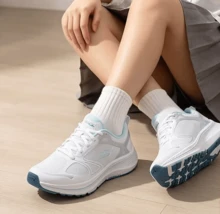 Skechers Zapatillas de running para mujer GO RUN Consistent 2.0 con soporte estable, amortiguación, malla transpirable, resistencia a la torsión y suela antideslizante - Blanco azul - Ver 5