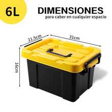 Durable Plastic Storage Box With Lid And Handles, 3 Sizes Available, Stackable For Home Organization, Tools, Office Supplies, And Various Items - Yellow and Black - View 11