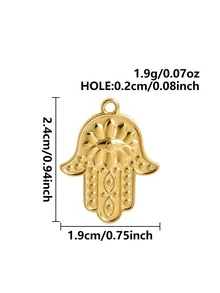 5pcs Stainless Steel 18K Gold Plated Evil Eye Series Big Eye Palm Embossed Pendant Set, Halloween DIY Hanging Decoration Necklace Bracelet Anklet Earring Accessories - Multicolor - View 5