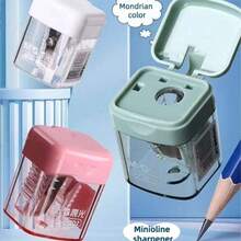 1pc Single Hole Premium Student Pencil Sharpener, Durable And Easy To Clean, With Lid To Prevent Mess, Compact Desktop Stationery Design, Suitable For Office, Home And School, Manual Pencil/Eyebrow Pencil Sharpener, Pink, Grey, White, Green, Random Style - Style 1 - View 4