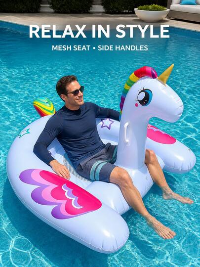 2pcs U-Shaped Floating Chair Water Swimming Ring, Animal Print Mesh Floating Raft Dinosaur Print Swim Ring, Pool Float, Travel Essential