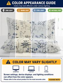 Funda de almohada con estampado floral de plantas 1/2/4 piezas, suave y transpirable con cierre de sobre, decoración del hogar vintage para sofá y dormitorio, sin relleno de almohada, uso en todas las estaciones - Multicolor - Ver 4