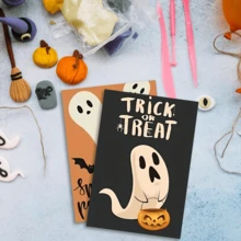 20 Pcs Greeting Cards With Envelopes And Blank Note Cards, Featuring A Spooky And Creepy Vintage Ghost And Skeleton Design, Perfect For Halloween And Various Occasions Including Halloween Parties. - Multicolor - View 2