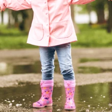 Children's Flamingo Heart Print Drawstring Cuff Glitter Mid-Calf Rain Boots, Waterproof Rubber Boots With Transparent Non-Slip Sole - Hot Pink - View 7
