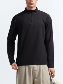CAMEL CROWN Men's Outdoor Fleece Jacket Stand Collar Windproof Thin Fleece Keep Warm Sports Jacket Sweatshirt Lining - Phantom Black - View 3