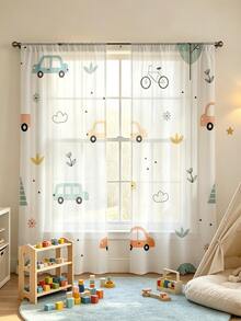 2pcs Set Small Car Plant, Dreamy Pattern Design Print, Bar-Shaped Opening Design, Filter Light, Suitable For Living Room, Kitchen, Cafe, Bedroom, Balcony, Garden, Theme Decoration - Multicolor - View 2
