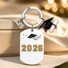 1 Peça Chaveiro de Formatura 2026 com Placa de Identificação Gravada Inspiradora, Pingente de Capelo e Diploma, Acessório para Mochila de Estudante, Presente de Volta às Aulas e Halloween - Multicolorido - Visão 1