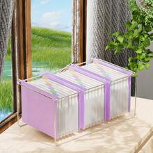 Organizador de archivos colgante expandible de paja de trigo, 7 bolsillos tipo acordeón, caja de almacenamiento de archivos expandible de 1.2 pulgadas, etiquetas multicolor, se ajusta al tamaño de carta de EE. UU. - 1 paquete (Rosa/Púrpura/Azul) - Multicolor - Ver 6