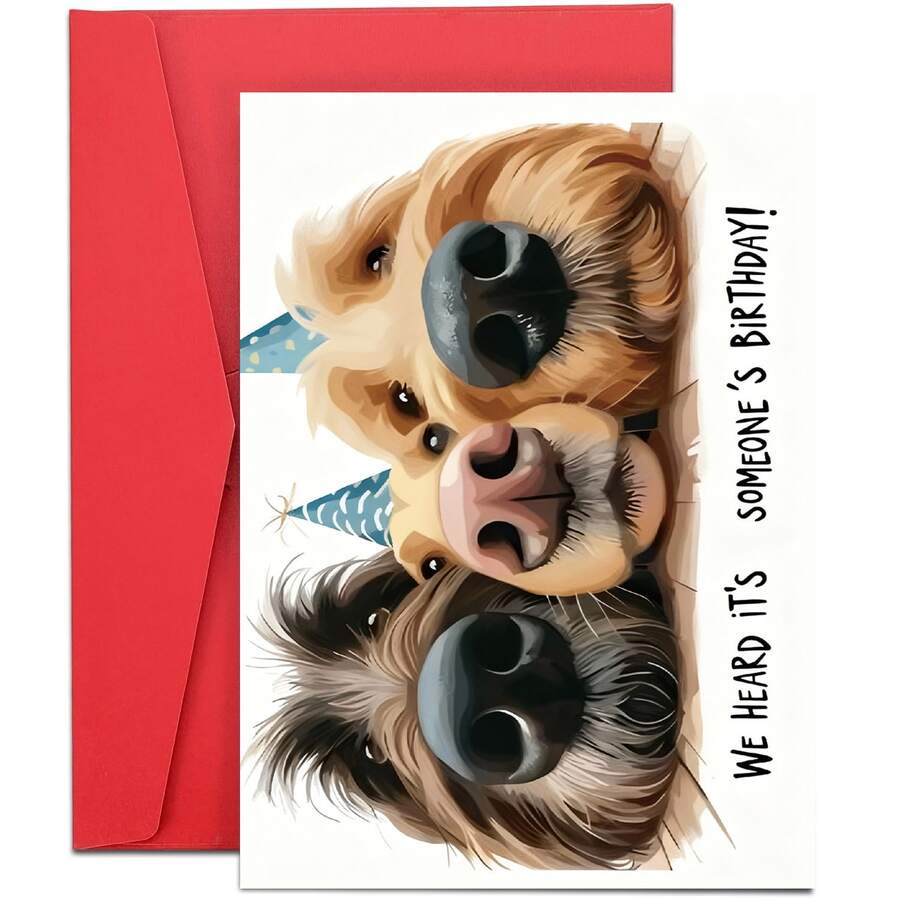 Dog Lover Birthday Card With Cute Pet Illustration And Funny Text Blessing, Creative Birthday Gift For Dog-Loving Friends And Family, Comes With Matching Red Envelope - View 1