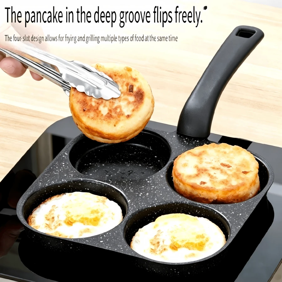 SOKANY 4-In-1 Non-Stick Egg Pan, Cast Iron, Even Heat, Dishwasher, For Pancakes/Eggs/Other Cooking. - Black - View 1