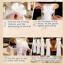 Satu set berisi 4 buah pita sifon dengan simpul, sempurna untuk pesta, perayaan ulang tahun, dan sebagai dekorasi untuk kursi dan tirai. - Beraneka warna - View 4
