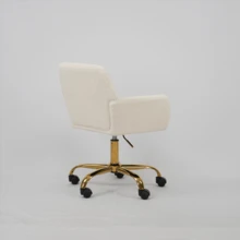 Hengming Faux Fur Swivel Vanity Chair, Height Adjustable For Bedroom & Home Office - 白色 - 查看 3