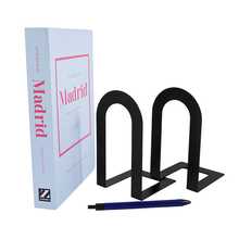 Minimalist And Creative Arched U-Shaped Metal Book Stand Desktop Book Storage And Organizing Rack With Anti Slip Stability Book Clip Suitable For Student Office Desk, Home Study Reading Area Decorative Black And White Book Organizing Supplies. - U-shaped - View 3