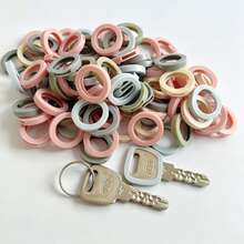 20/10/5pcs Silicone Key Caps, Morandi Color Key Identification Rings, Flexible Rubber Key Head Protective Covers, Color Coded Key Marker Rings, Suitable For Home Keys And Office Keys Organization Accessories - Keychain Protective Case - View 3