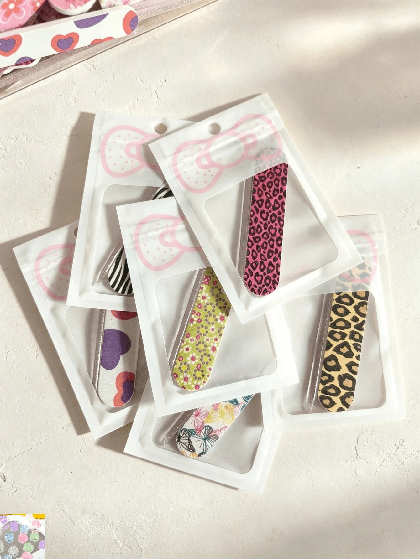 Juego de limas de uñas, juego de herramientas de uñas portátiles, juego de limas de uñas desechables, herramientas de uñas, barra de diamante, lima de uñas estampada, herramienta exfoliante, pequeños regalos y obsequios - A - Ver 1