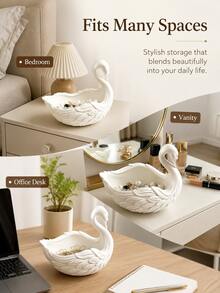 Swan Shaped Storage Tray, Suitable For Entryway Keys, Desk Decor Or Jewelry Storage (Rings, Earrings, Necklaces), Perfect For Vanity Accessory Storage Or Fashionable Bathroom Countertop Decor, Suitable For Living Room, Bedroom And Office - Multicolor - View 4