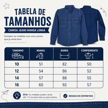 Camisa Jeans Infantil/Juvenil Masculina Manga Longa Estilosa 10 ao 16 - Azul Premium - Visão 8
