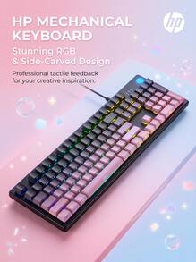 HP K500Y Side-Engraved Keyboard | True Mechanical Feel . Quiet Typing . Vibrant Backlighting, 104-Key Wired Keyboard, Ideal For Efficient Office Work And Gaming - View 2