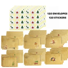 24 Christmas Vintage Kraft Paper Envelopes With 24 Stickers, Santa Claus Snowman Christmas Tree Pattern Holiday Greeting Card Envelopes, Suitable For Gift Wrapping Party Invitations - Christmas Envelopes + Stickers - View 13