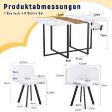 The Dining Set Includes A Table And Chairs – With A White Tabletop And Black Metal Frame, Ideal For The Kitchen, Living Room, And Other Areas, Providing Seating For 4 To 6 People. - 黑色,原木色,白色 - 查看 5