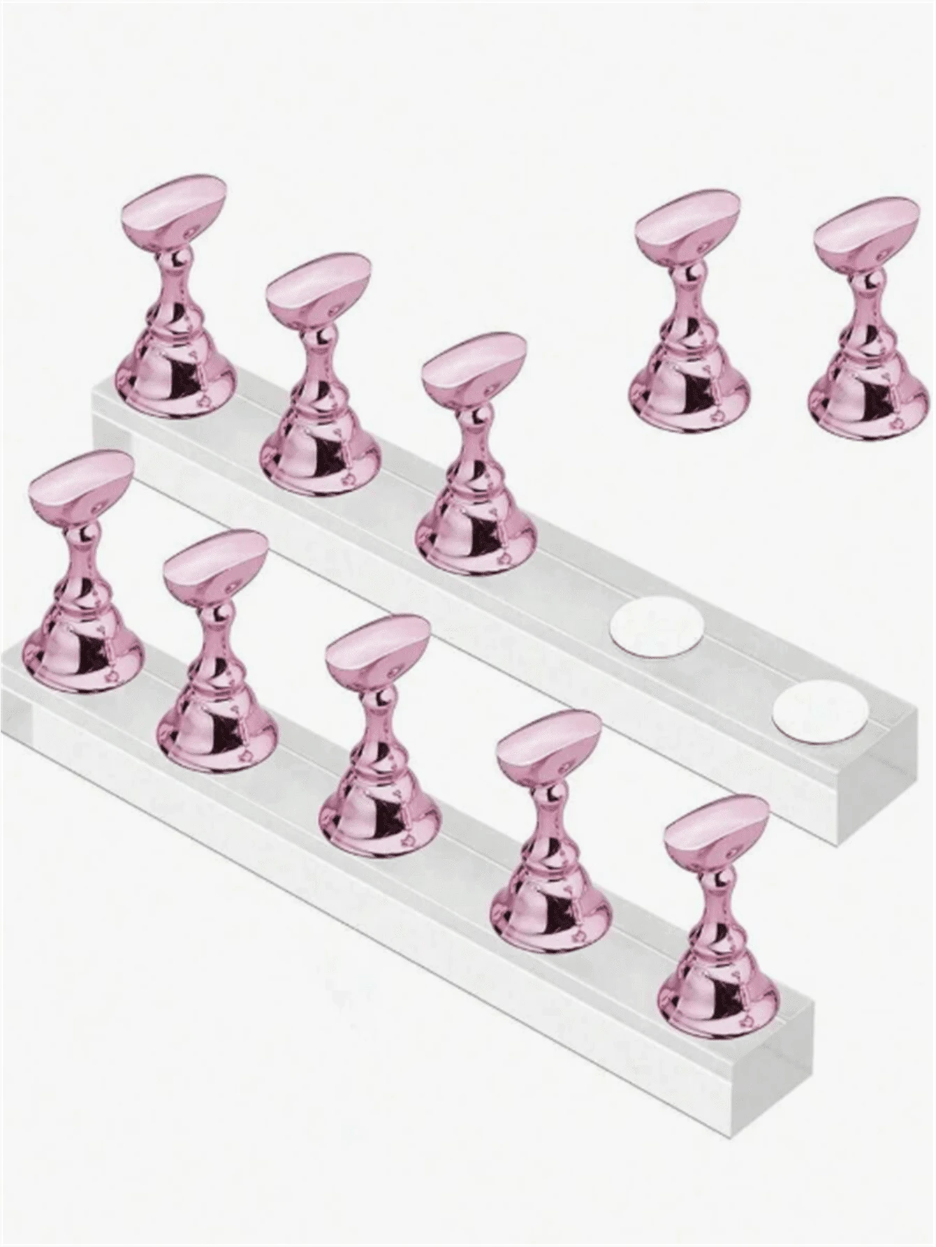 Y2K-Style Rose Gold Nail Display Set (1 Set) ; Suitable For Nail Displays, Practice Sessions, And DIY Manicures For Beginners At Home. - Multicolor - View 1
