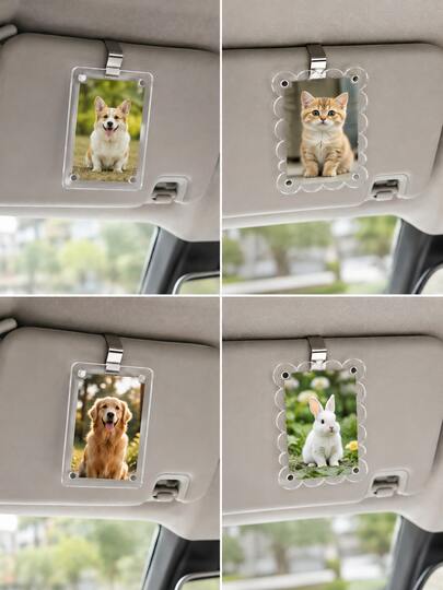 Car Sun Visor Photo Frame, Transparent Acrylic Photo Clip, Car Sun Visor Photo Holder, Transparent Photo Frame, Suitable For Family, Pet, Couple Photos, Car Interior Accessories, Personalized Car Decor, Commemorative Photo Display, Suitable For Women And Men Car Accessories