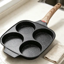 Multifunctional 4-Cavity Pancake Pan With Lid, Nonstick-Coated Aluminum Body, Suitable For Induction Cooktops And Gas Stoves, Total Length (Pan + Handle): 38 Cm - View 5