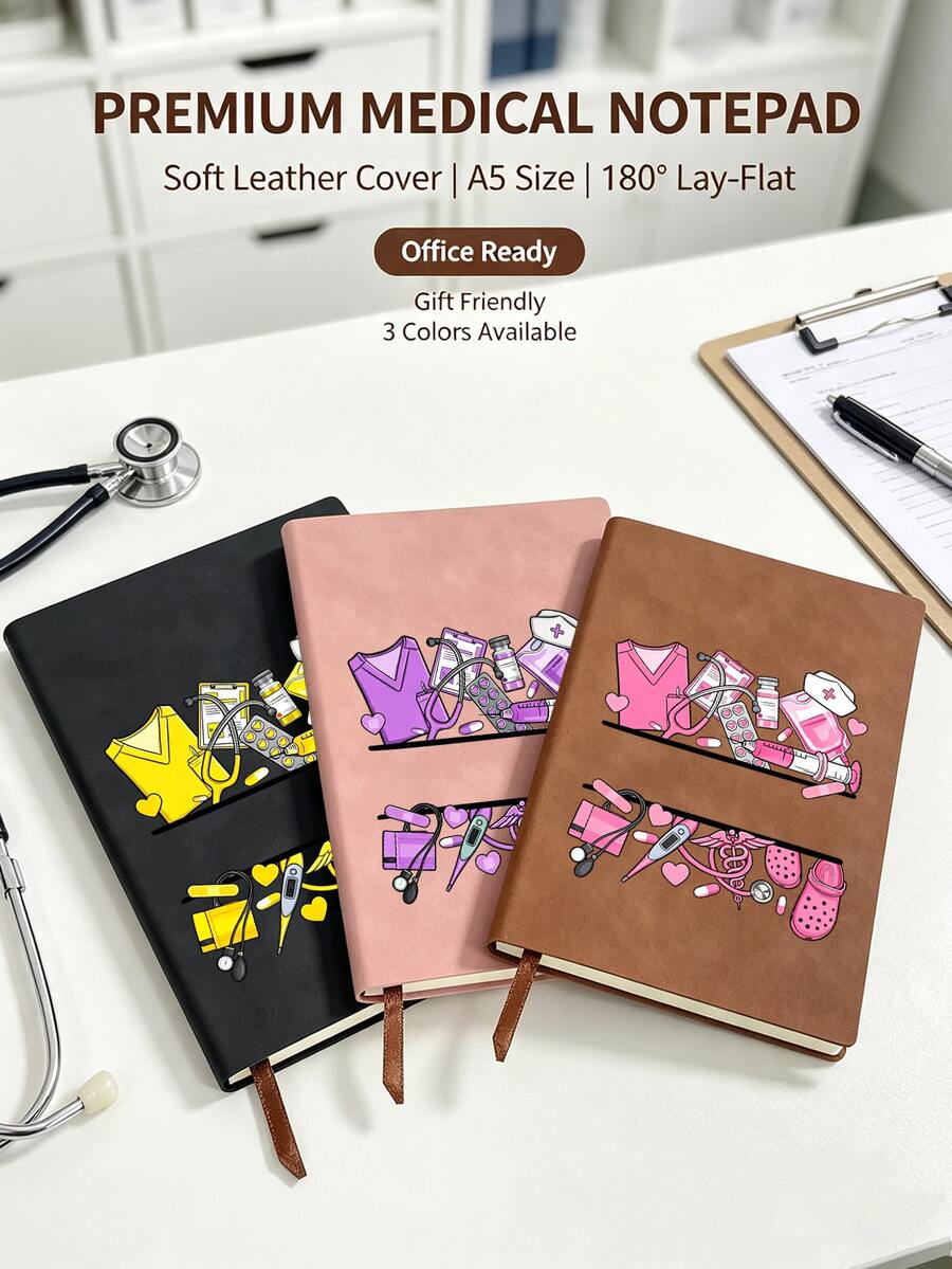 1pc Nurse Theme PU Leather Notebook | Exclusive Notebook For Healthcare Workers | Highly Attractive Planner For Students