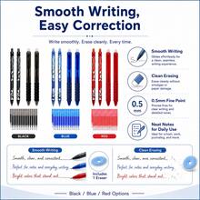 Erasable Gel Pen Set, 6 Retractable Pens (Black, Blue, Red) With 15 Replacement Refills And 1 Blue Eraser, Smooth Writing Clickable Pens With Replaceable Refills, Suitable For School, Office, Home Study, Journaling And Planning - Multicolor - View 7