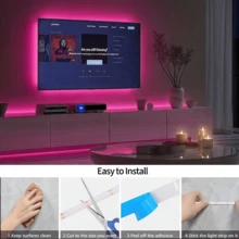 16.4英尺 RGB LED 燈條，可變色氛圍燈，適用於電視背光、臥室牆面、沙發、客廳裝飾，24 鍵遙控器 USB 供電照明 - 3535RGB-LED - 查看 7